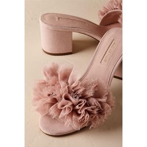 Maya Mule AVEC LES FILLES - Pink Ruffle Suede